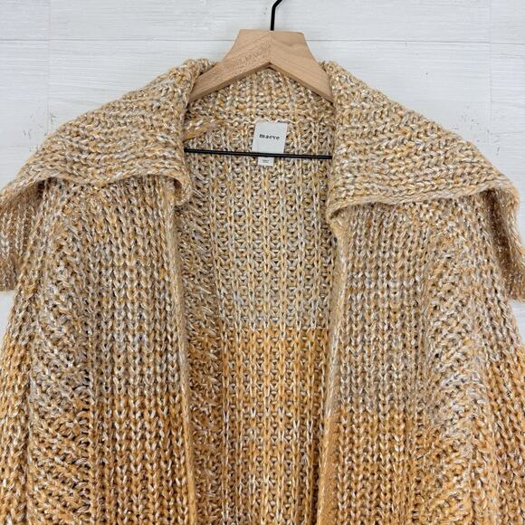 Anthropologie Maeve Oversized Collar Cardigan Sweater M Gold Shimmer Holiday NWT - Picture 4 of 16